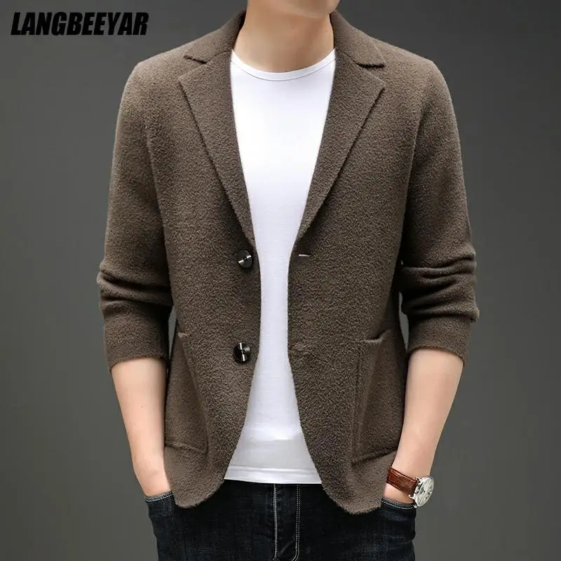 Top Trends: Top Grade New Autum Winter Brand Fashion Knit Blazer Mens Top Cardigan Slim Fit Sweater Casual Coats Jacket Mens Clothes 2023 Shoppable Styles