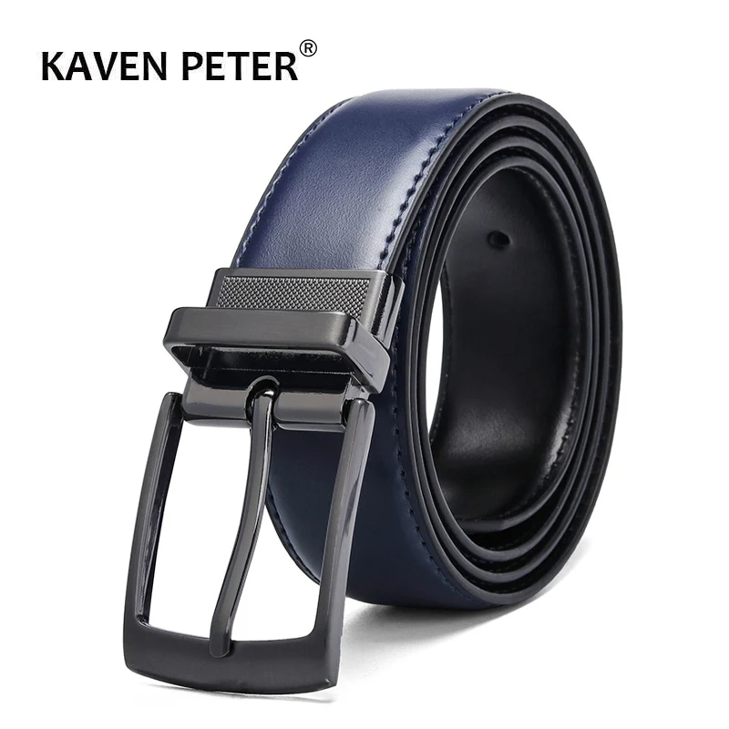 Top Trends: Luxury Fashion Male Reversible Leather Belt Men Business Trouser Belt Genuine Men Leather Belts For Jeans Blue Dark Brown Black Shoppable Styles