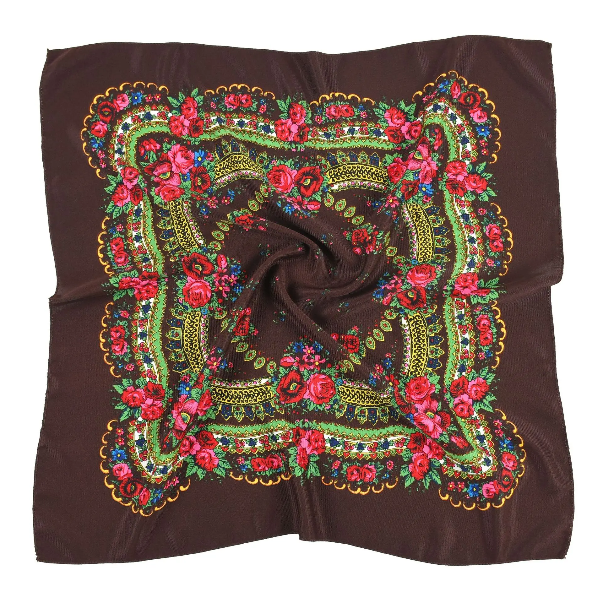 Top Trends: Ethnic Style Women Square Scarf Russian National Shawl Hijab Head Scarves Ladies Retro Floral Print Bandana Foulard Handkerchief Shoppable Styles