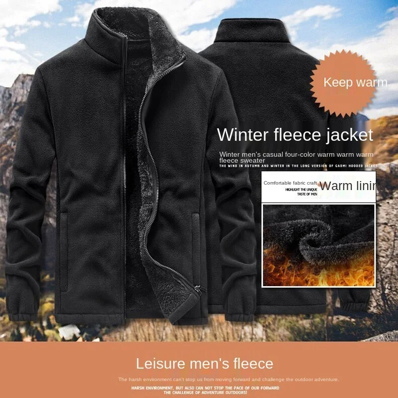 Top Trends: Winter Men&#039;s Stand Collar Coats Plush Thickened Jackets Autumn Outdoor Camping Heating Jacket Large Solid Color Tactical Jacket Shoppable Styles