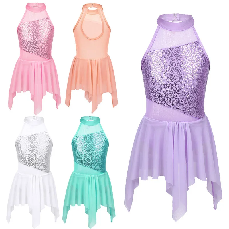 Top Trends: Irregular Ballet Dress For Girls, Gymnastics Leotard, Figure Skating Dress For Children, Lyrical Solo Dance Costume For Kids Shoppable Styles