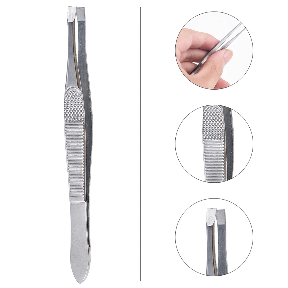 Top Trends: 1PCS Eyebrow Hair Tweezers Professional Eyebrow Hair Removal Tweezer Flat Tip Tool Stainless Steel Convenient Small No Rust Shoppable Styles