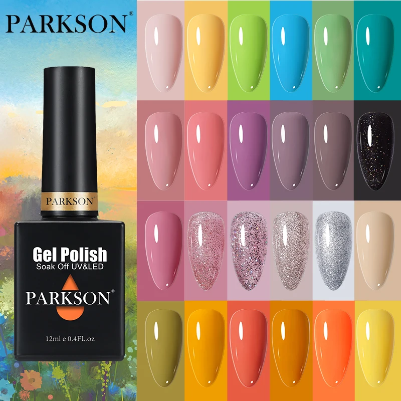 Top Trends: Parkson Gel Nail Polish 12ml Sparkling Iridescent Nail Art Polish Varnishes Hybrid Semi Permanent Top Base Coat UV Gel Polish Shoppable Styles