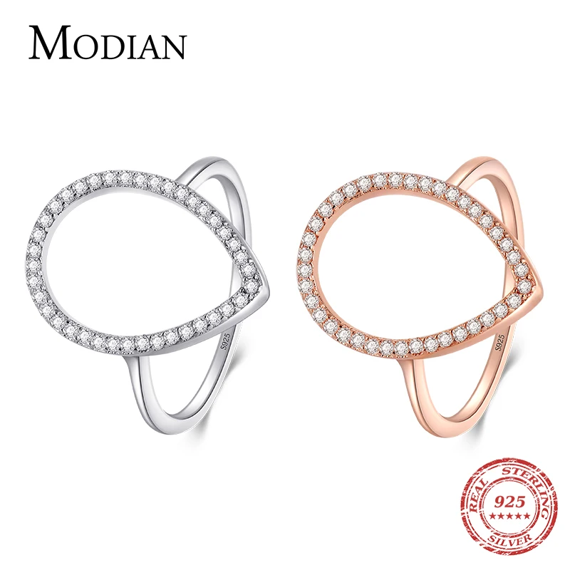 Top Trends: Modian New Fashion Instagram Pear Water Drop Classic Ring Engagement Jewelry Sparkling 100% 925 Sterling Silver Rings For Women Shoppable Styles