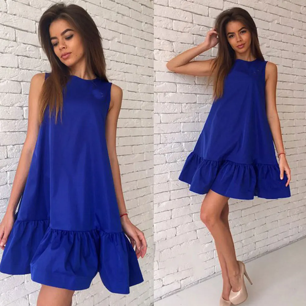 Top Trends: Jocoo Jolee Summer Sleeveless Ruffles Mini Dress Causual Loose Short Dress Elegant Solid Pleated Beach Dress Vestidos 2023 Shoppable Styles - Image 2