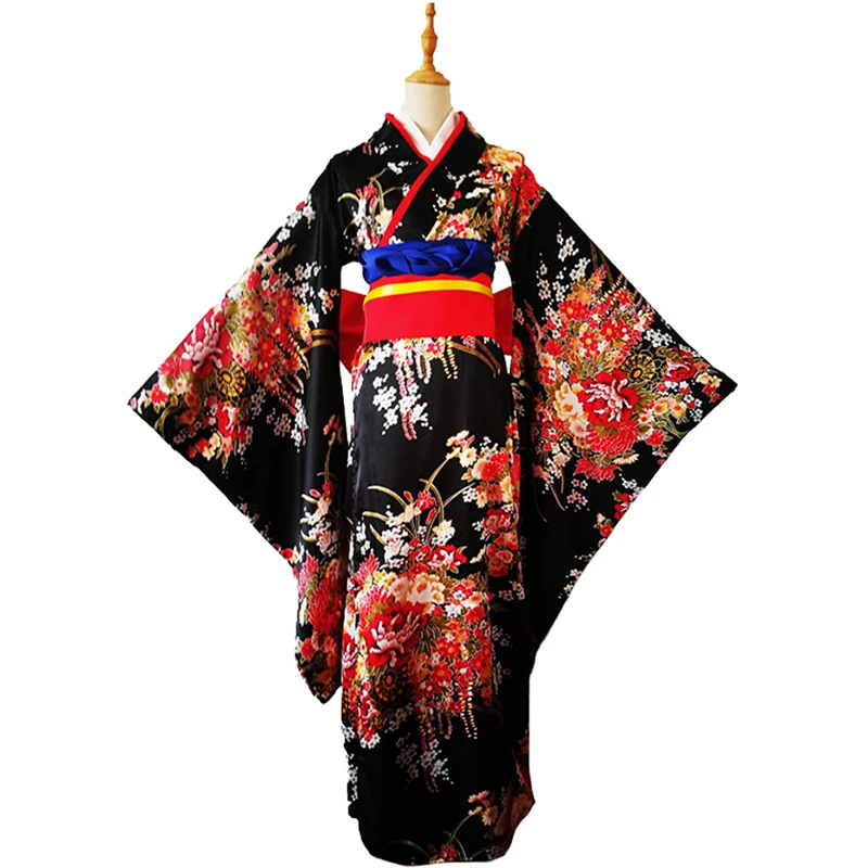 Top Trends: Long Sexy Kimono Japanese Floral Woman Yukata Dress Women Kimono Dress Cosplay Yukata Traditional Cosplay Party Hallowee Costume Shoppable Styles