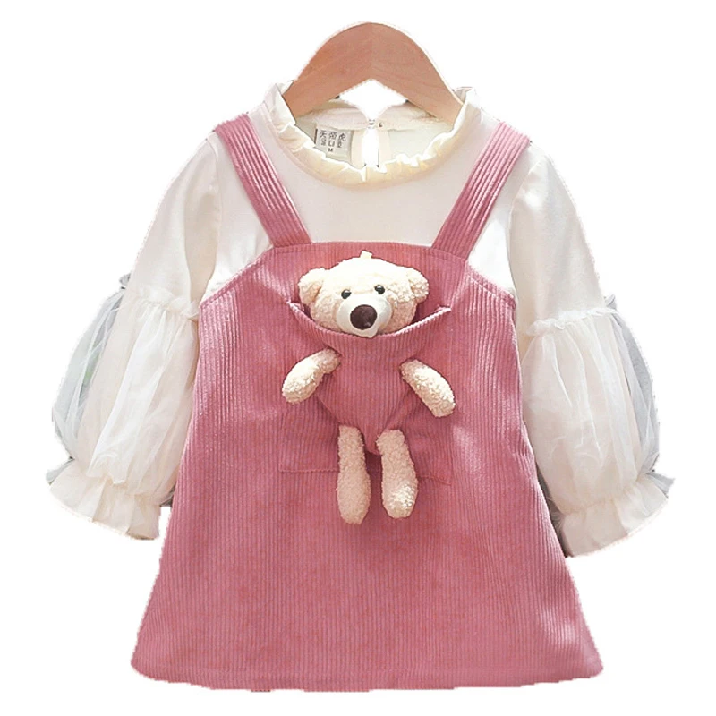 Top Trends: Girls Autumn Dresses Kids Clothes Winter 2021 New Corduroy Princess Dress Fake 2 Pieces For Children Clothing Baby Girl Dress Shoppable Styles