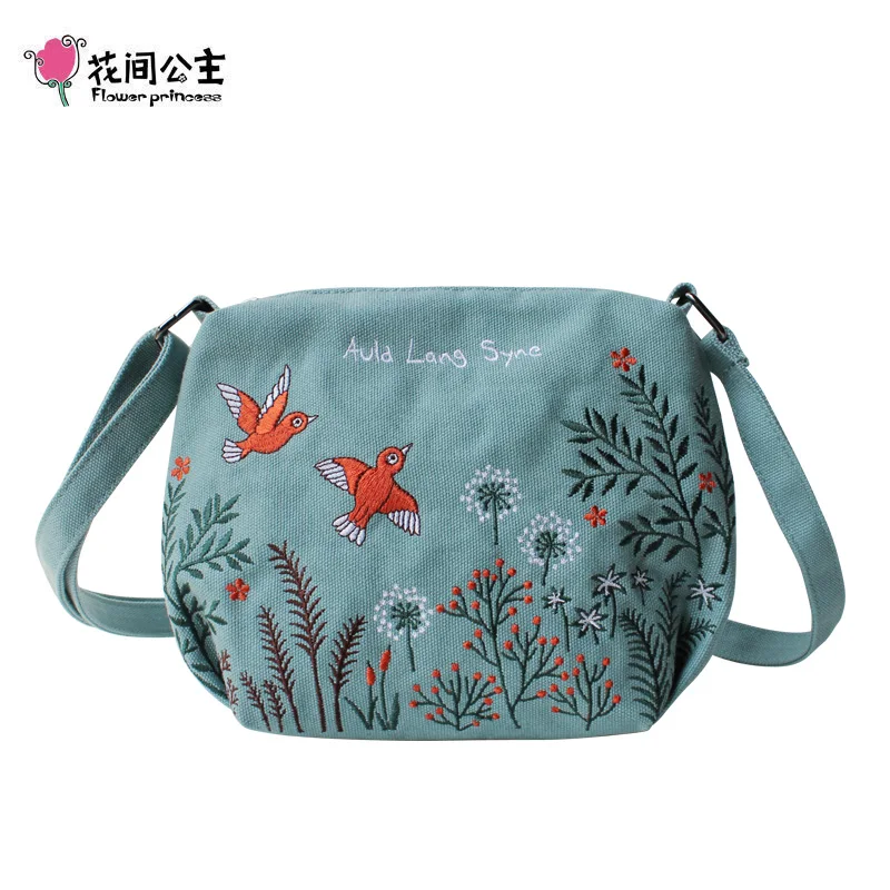 Top Trends: Flower Princess Women Crossbody Bag Summer Canvas Embroidery Girls Shoulder Bags Female Casual Handbags Small Purse Fashion Bag Shoppable Styles