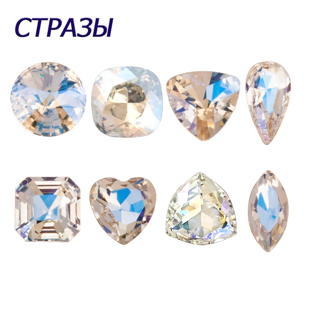 Top Trends: Moonlight Color Best Quality Rhinestone Different Sizes Shapes Crystal Glass 3D Pointed Back Nail Art Stones Shiny Decoration Shoppable Styles