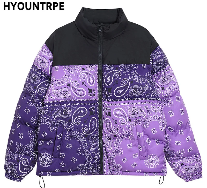 Top Trends: Hip Hop Paisley Printed Jacket Parka Streetwear Mens Windbreaker Harajuku New Cotton Padded Zipper Jacket Coat Outerwear Hipster Shoppable Styles