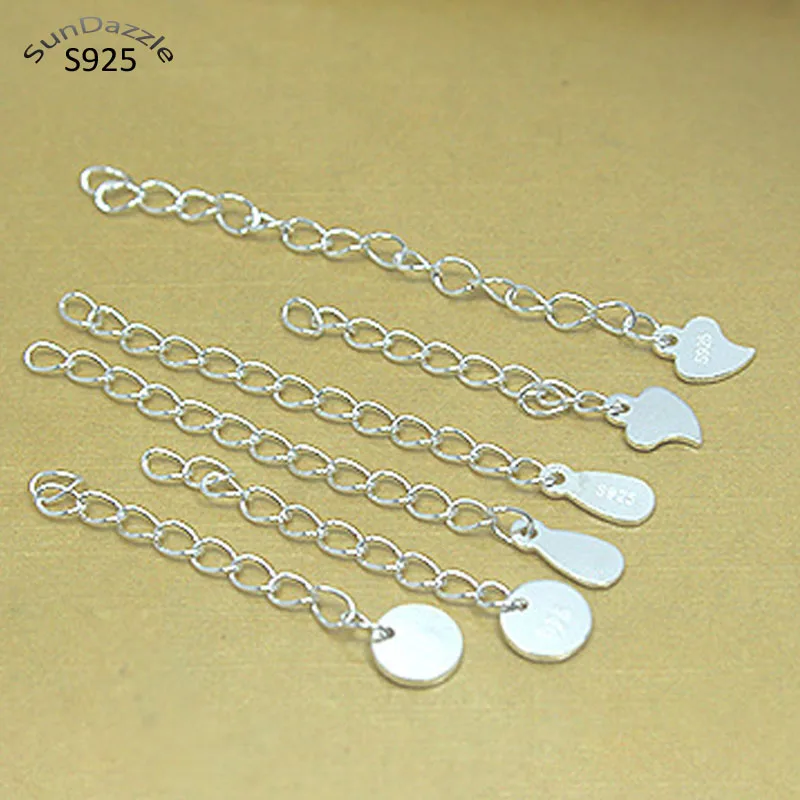 Top Trends: 10pcs Customized Real Solid 925 Sterling Silver Extension Tail Chain Engrave Logo Letter Extended Chains Jewelry Findings 10pcs Shoppable Styles