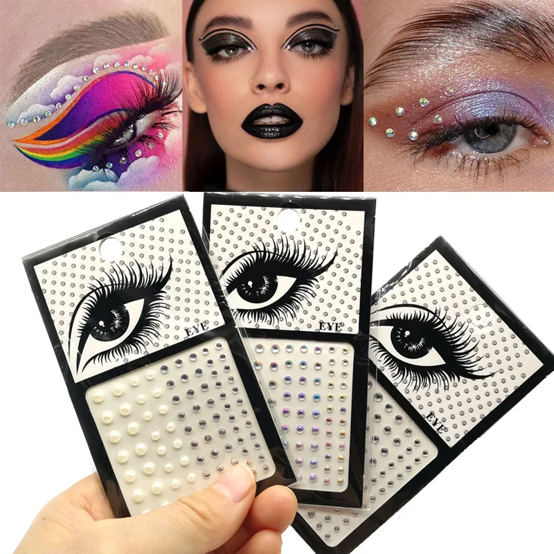 Top Trends: 1PC Rhinestone Art Eyeliner Stickers Body 3D Crystal Glittering Eyebrow Makeup Face Eyes Diamond Temporary Tattoo Festival Party Shoppable Styles