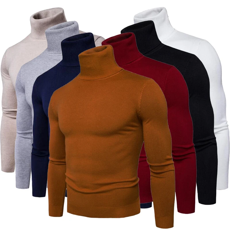 Top Trends: Men Winter Turtle Neck Long Sleeve Warm Sweater Slim Pullover Twist Knitwear High Collar Men Clothing Shoppable Styles