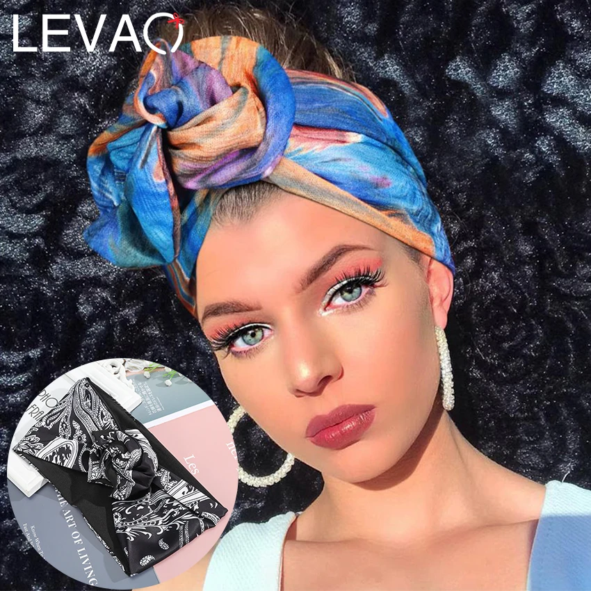 Top Trends: Levao Flower Printing Bandana Wire Headband Knotted Fashion Scarf Hairbands Hair Accessories For Women 2022 New Headwear Shoppable Styles