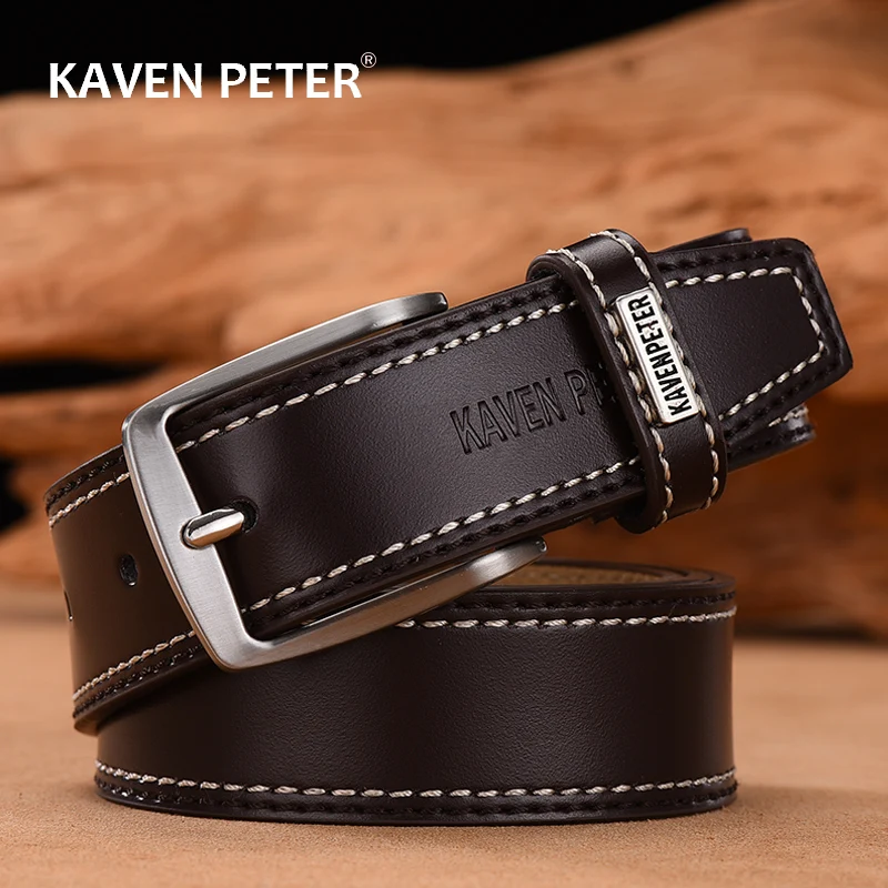 Top Trends: Men's Leather High Quality Classic Belt Alloy Pin Buckle Men's Matching Jeans Business Cowhide Belt Black Color Dark Brown Color Shoppable Styles