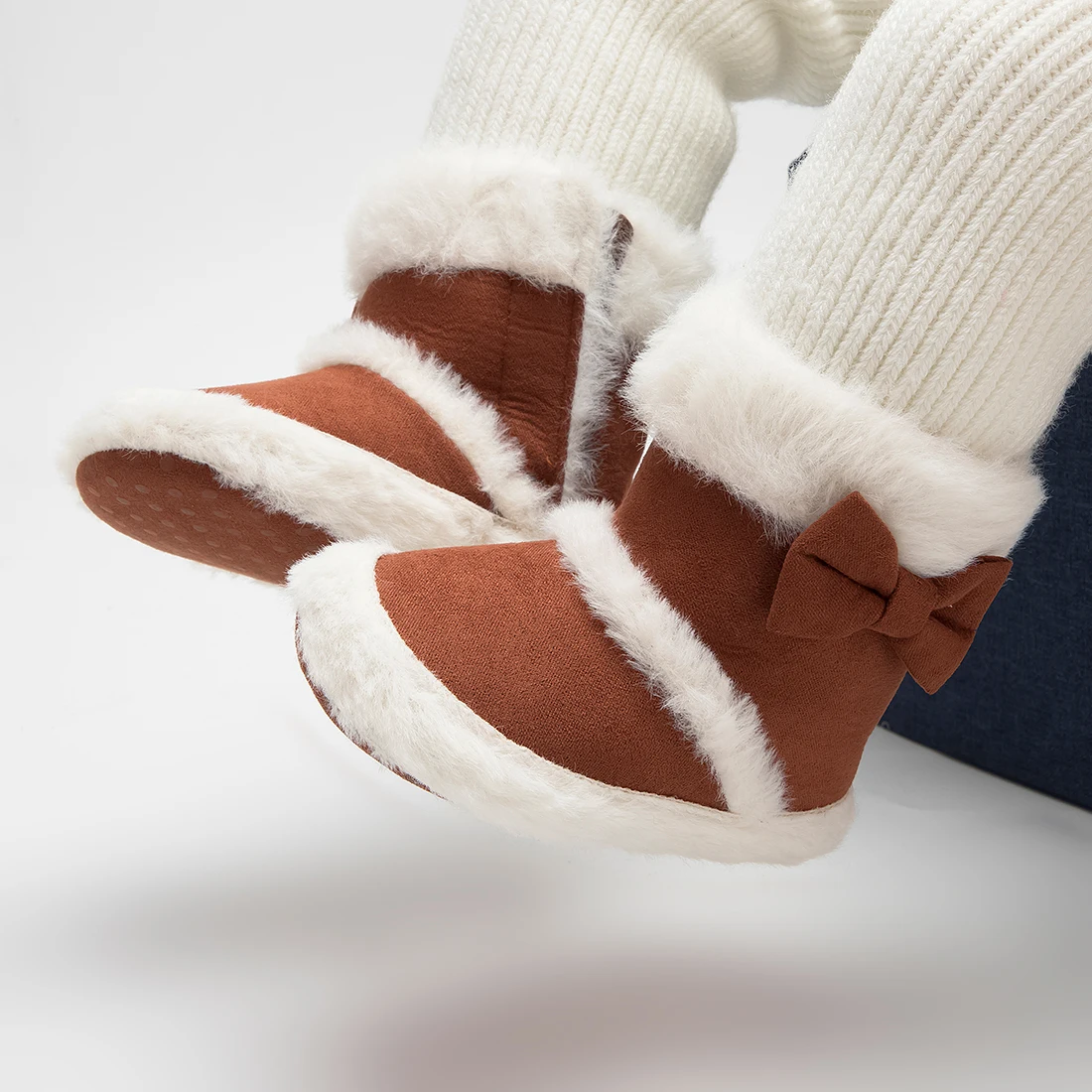 Top Trends: Baby Shoes Newborn Warm Winter Booties Christmas Socks Cute Bow Fleece Snow Boot Soft Toddler Boys Girls Anti-slip Crib Shoes Shoppable Styles - Image 3