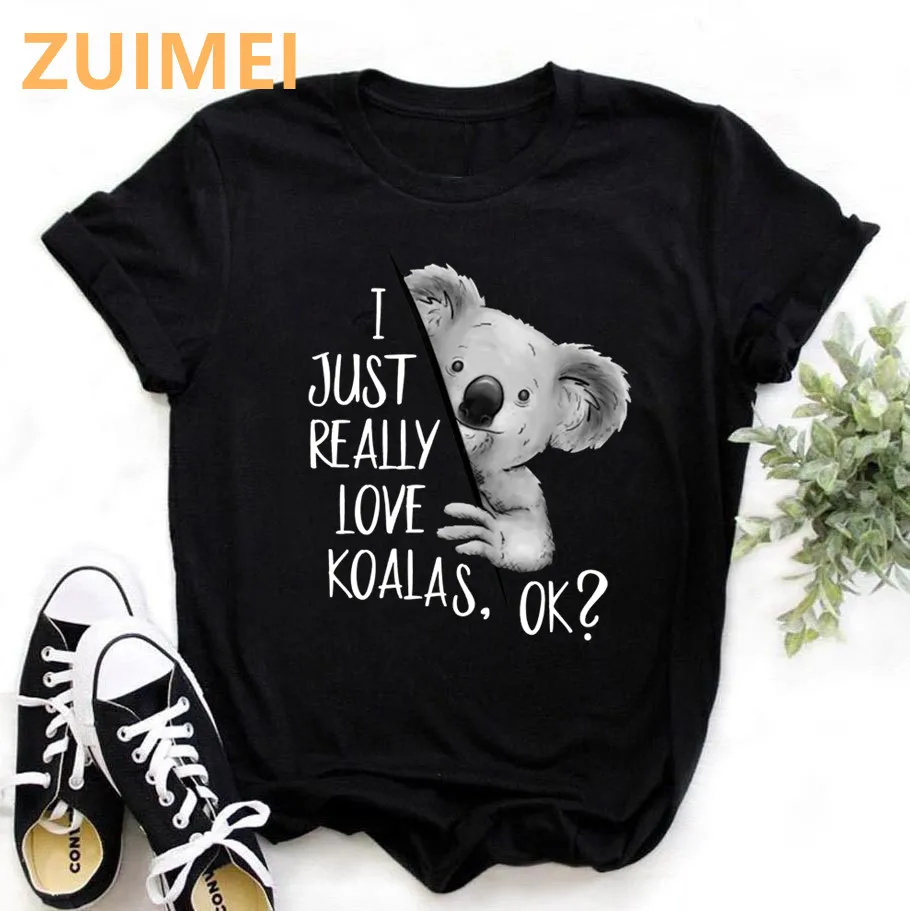 Top Trends: Funny Koala My Puns Are Nope Print Harajuku Top Women T-shirt Casual Ladies Basic O-collar Short Sleeved T-shirt Girl, Drop Ship Shoppable Styles