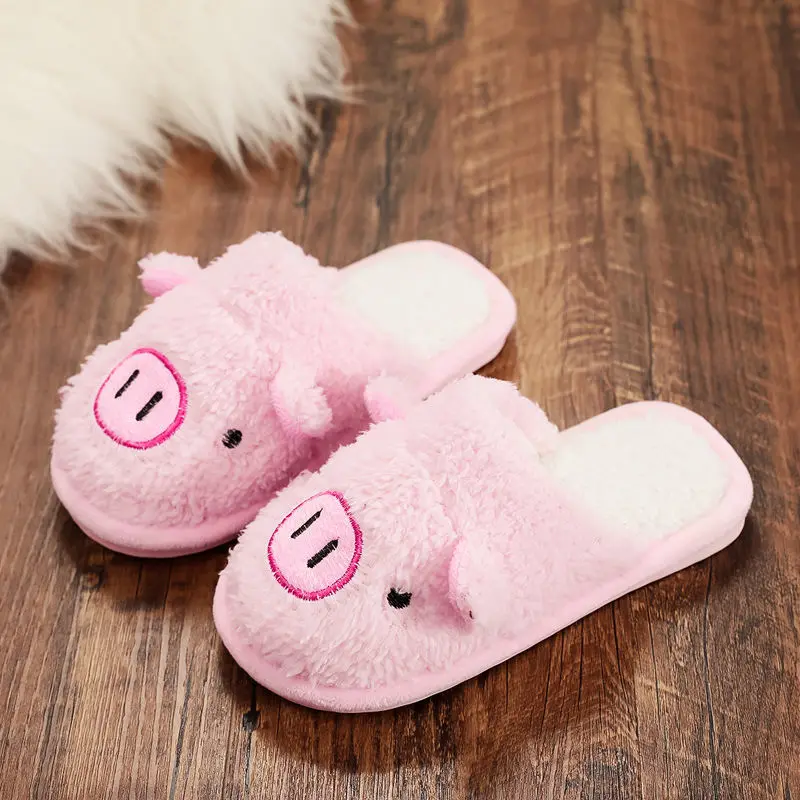 Top Trends: Cute Pig Children Cotton Slippers Autumn Winter Home Indoor Warm Kids Shoes Comfort Non-Slip Fluffy Slippers Pink Girls Shoes Shoppable Styles