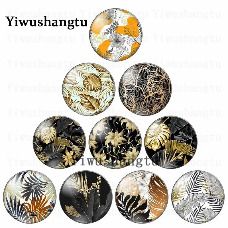 Top Trends: New Gold Leaf Greenery Nice Painting 12mm / 20mm / 25mm / 30mm Round Photo Glass Cabochon Demo Flat Back Making Findings Shoppable Styles