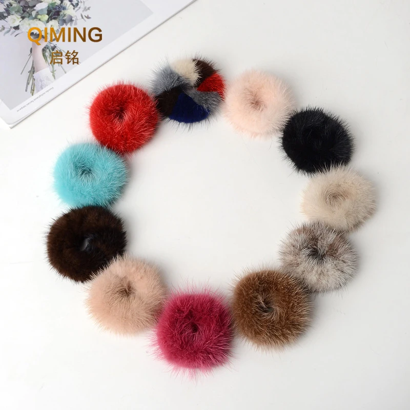 Top Trends: 100% Real Mink Fur Hair Rope Women Accessory Flurry Headband Hair Ties Holder Elastic Highgrade Luxury Fashion Hair Ring Shoppable Styles - Image 2