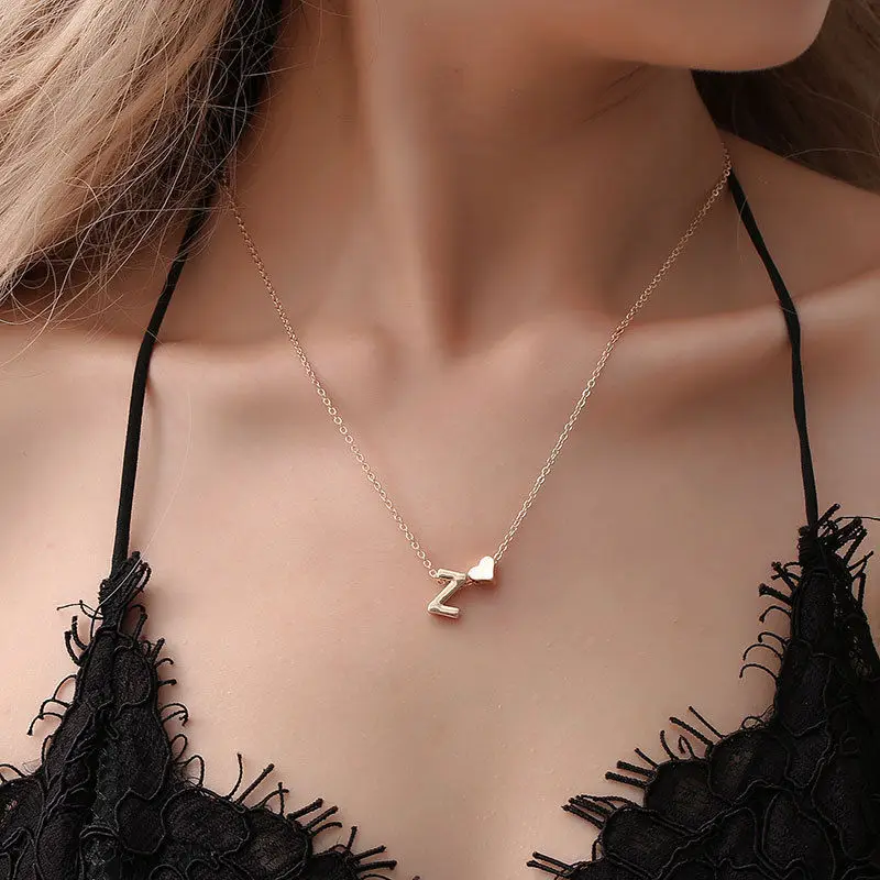 Top Trends: 2024 Fashion Tiny Heart Dainty Initial Necklace With Letter Name Choker Necklace For Women Pendant Jewelry Accessories Gift Shoppable Styles