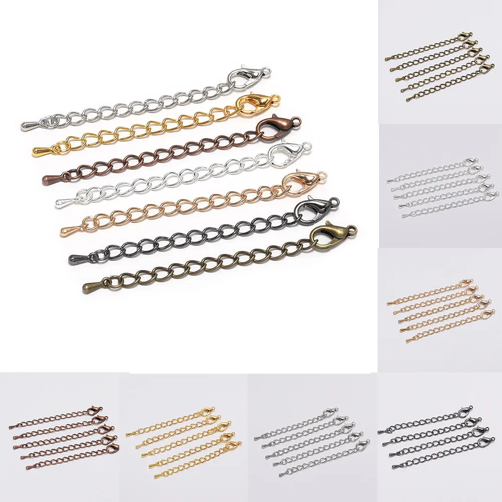 Top Trends: 10 / 20pcs / lot 50 70mm Metal Extended Extension Tail Chain Lobster Clasps Connector For DIY Jewelry Bracelet Necklace Wholesale Shoppable Styles