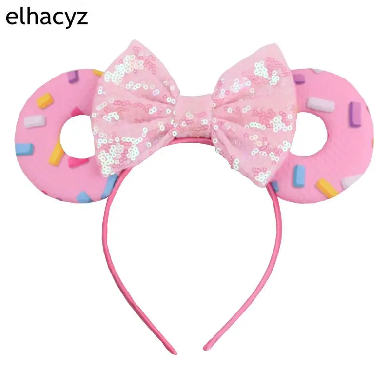 Top Trends: 2024 Macaron Sequins Summer Mouse Ears Hairband Women Girls Hair Bows Donuts Ears Headband Kids Birthday Party Hair Accessories Shoppable Styles