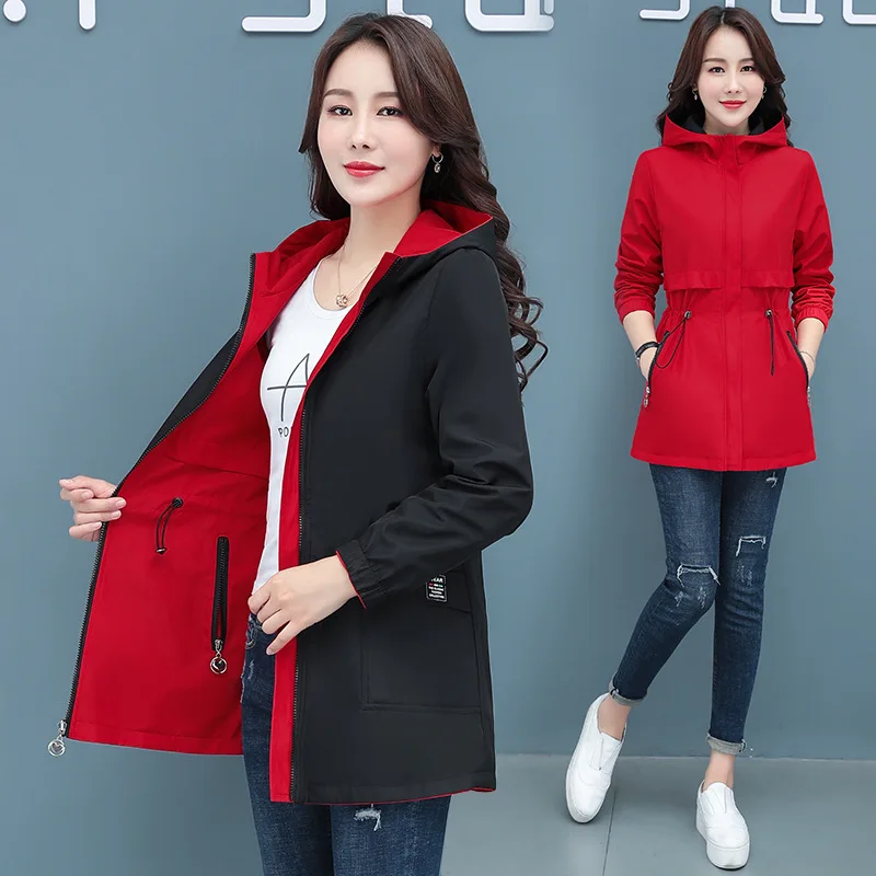 Top Trends: Spring Autumn Jacket Women's Loose Coat 2023 New Double-sided Wear Trench Coat Mid-length Windbreaker 5XL Women's Top Shoppable Styles