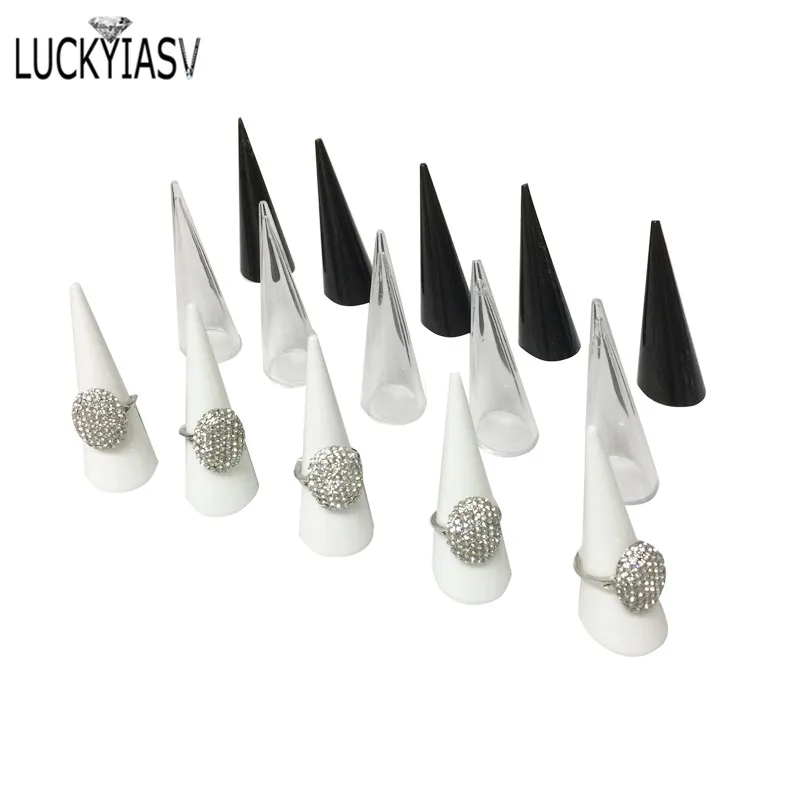 Top Trends: Wholesale 1 / 5 / 10 / 20 Pcs / lot Mini Acrylic Jewelry Finger Ring Plastic Triangle Conical Jewelry Storage Display Stand For Ring Shoppable Styles