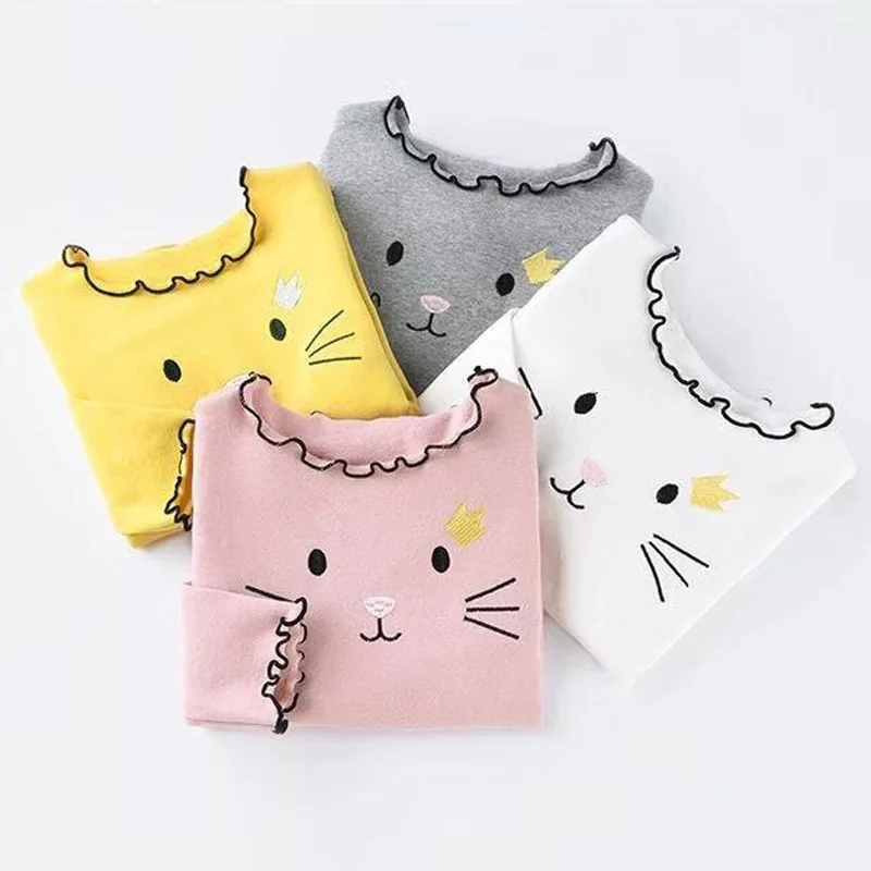 Top Trends: Baby Girls Sweater Kids Boys Tee Shirts For Children Clothing Spring Summer Basic Tshirt Long Sleeve Cartoon Cat Sweatershirt Shoppable Styles