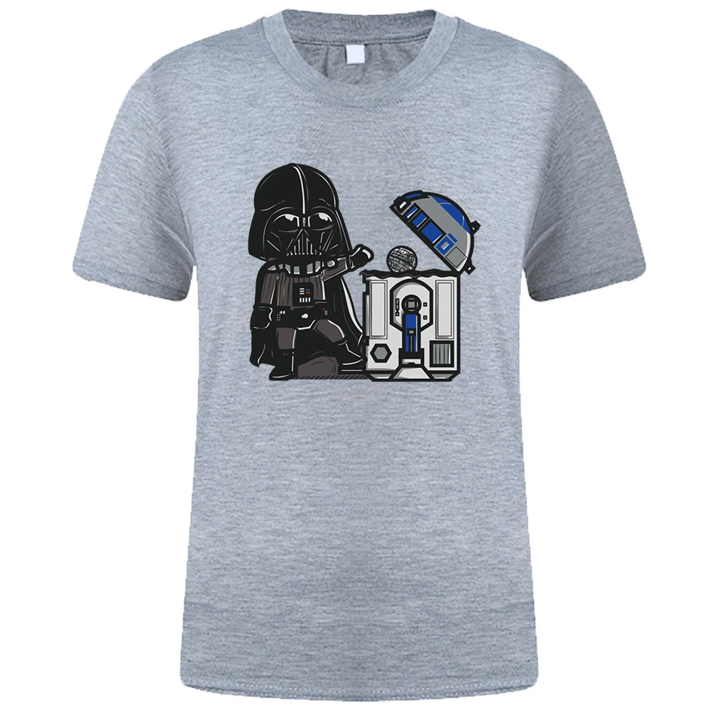 Top Trends: Summer New 2021 Casual T-Shirt Men Robotic Trashcan Star Wars Tee Shirts Cotton Fashion Tops Disney Funny Print T Shirt Mens Shoppable Styles