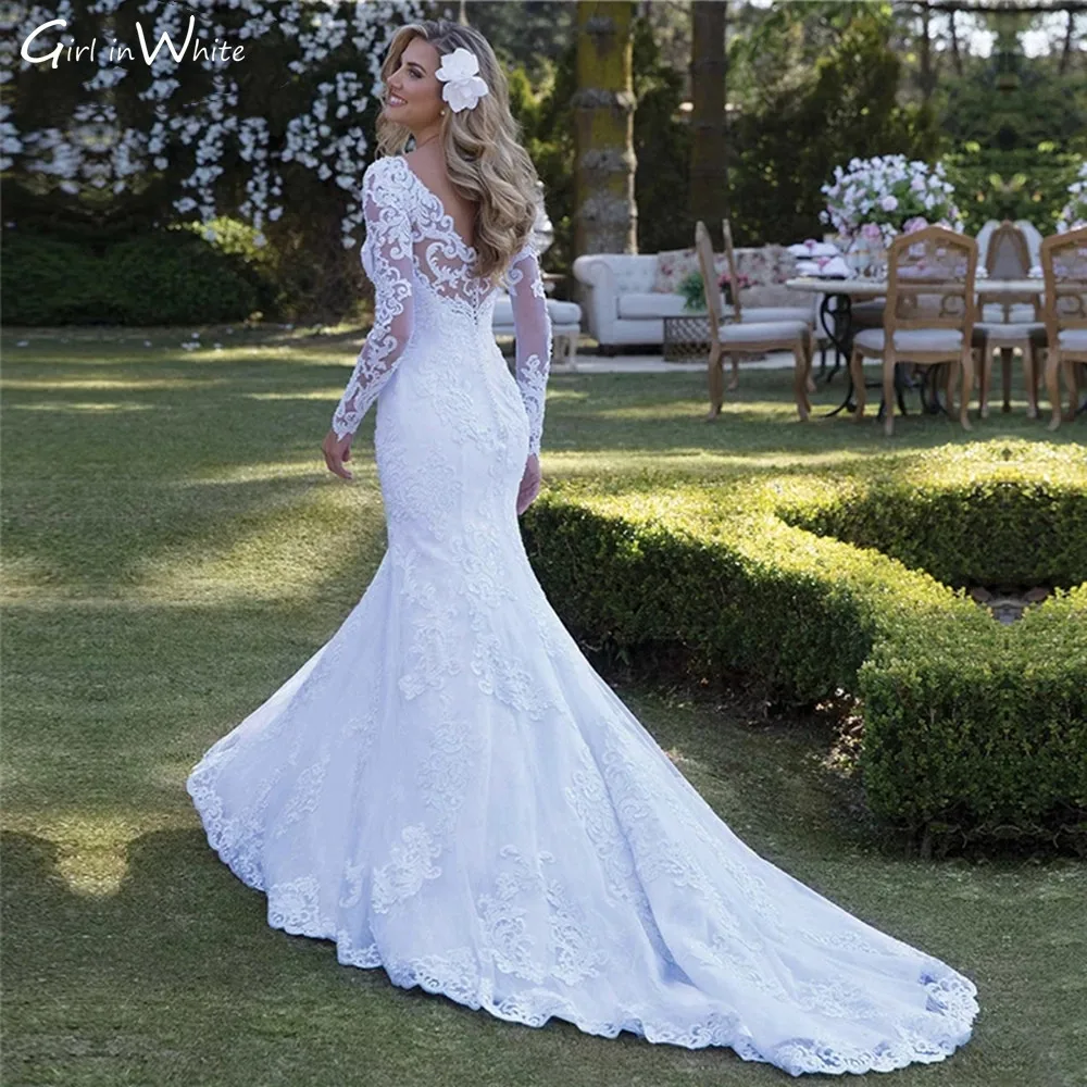 Top Trends: Vestidos De Novia African Long Sleeve Mermaid Wedding Dress 2022 Lace Appliques Sexy Illusion Back Bride Dresses Bridal Gowns Shoppable Styles