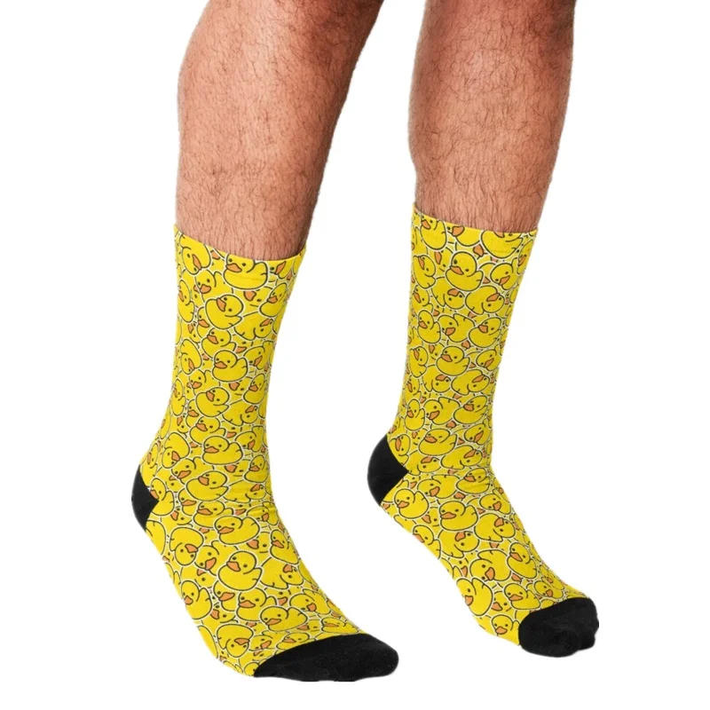 Top Trends: 2021 Funny Men&#039;s Socks Yellow Classic Rubber Duck Printed Hip Hop Men Happy Socks Cute Boys Street Style Crazy Socks For Men Shoppable Styles