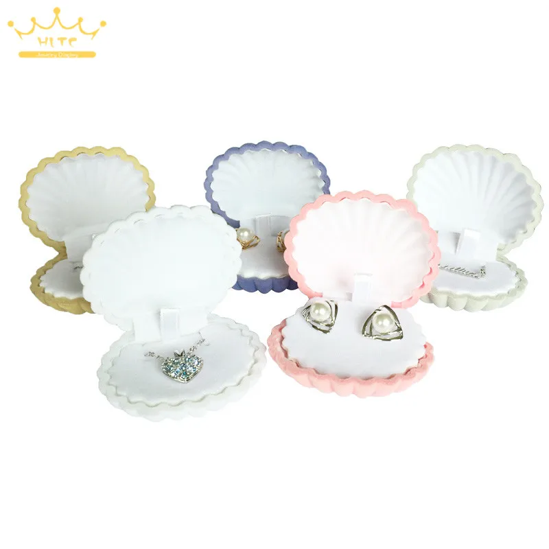 Top Trends: 10pcs / lot Shell Shape Lovely Velvet Wedding Engagement Ring Box For Earrings Necklace Bracelet Jewelry Display Gift Box Holder Shoppable Styles