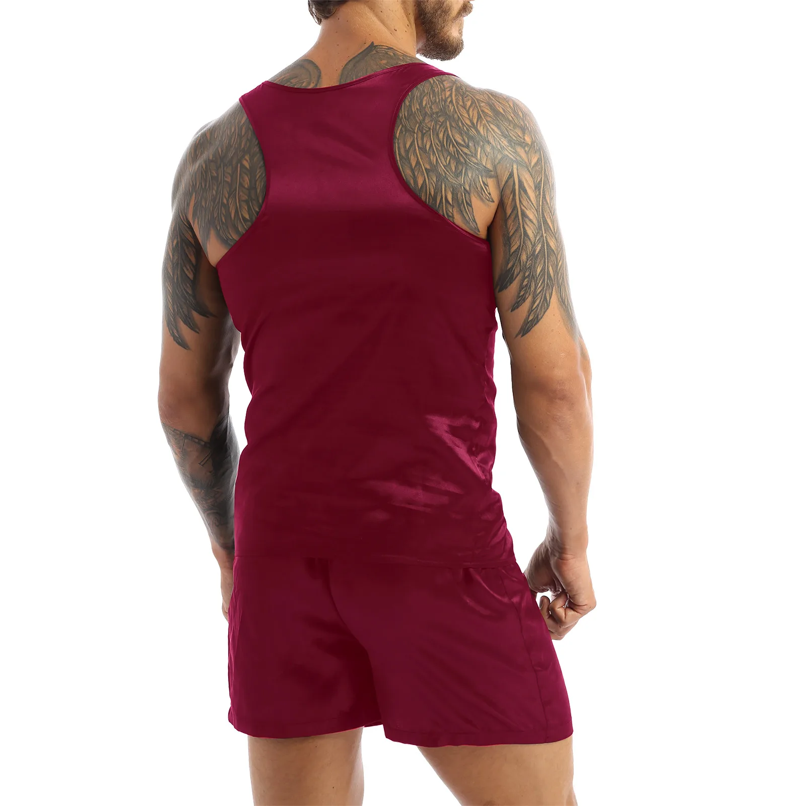 Top Trends: Mens Satin Pajamas Set Nightwear Sleeveless Tank Top Shorts Sleepwear Nightclothes Summer Nightgown Loungewear Male Daily Wear Shoppable Styles - Image 3