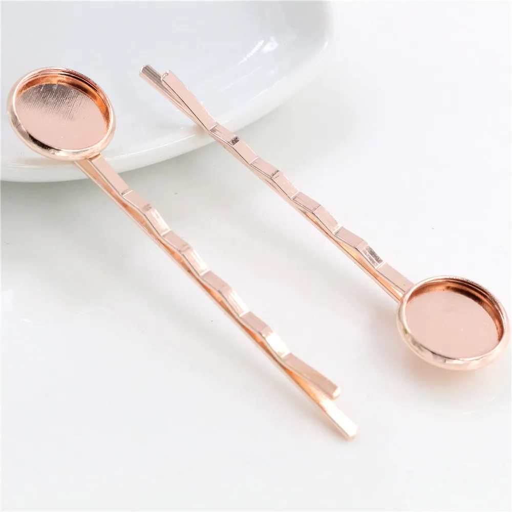 Top Trends: 12mm 10pcs High Quality Classic 8 Colors Plated Copper Material Hairpin Hair Clips Hairpin Base Setting Cabochon Cameo Shoppable Styles - Image 4