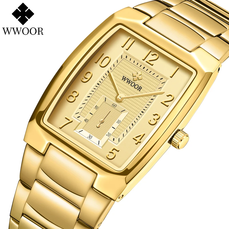 Top Trends: WWOOR New Gold Watch Women Watch Square Ladies Creative Steel Women&#039;s Bracelet Watches Female Waterproof Clock Relogio Feminino Shoppable Styles