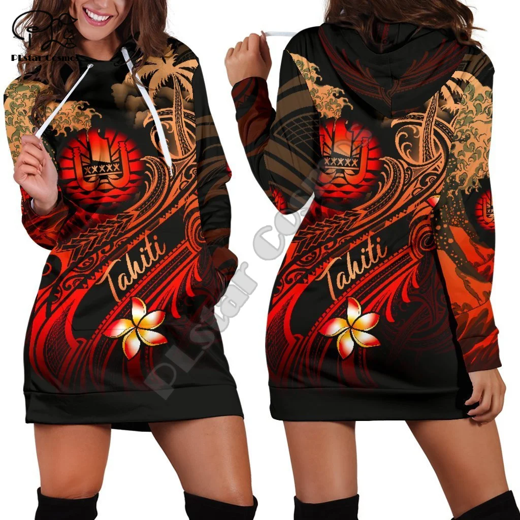 Top Trends: French Polynesia Tahiti Country Tribal Culture Retro Harajuku 3DPrint Woman Long Sleeve Sweatshirt Pullover Funny Hoody Dress A3 Shoppable Styles