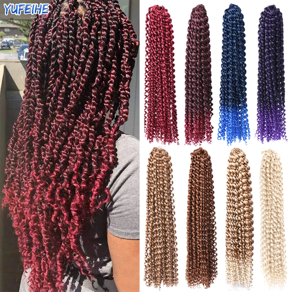 Top Trends: 18inch Passion Twist Hair Synthetic Hair Crochet Water Wave Hair Extendions Ombre Braiding Hair For Women Blue Purple Blonde Shoppable Styles