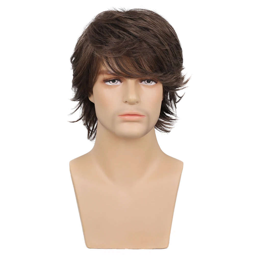 Top Trends: Men Short Brown Hair Synthetic Wigs For Men&#039;s Daily Wig Male Curly Natural Looking Hair Heat Resistant Breathable Shoppable Styles