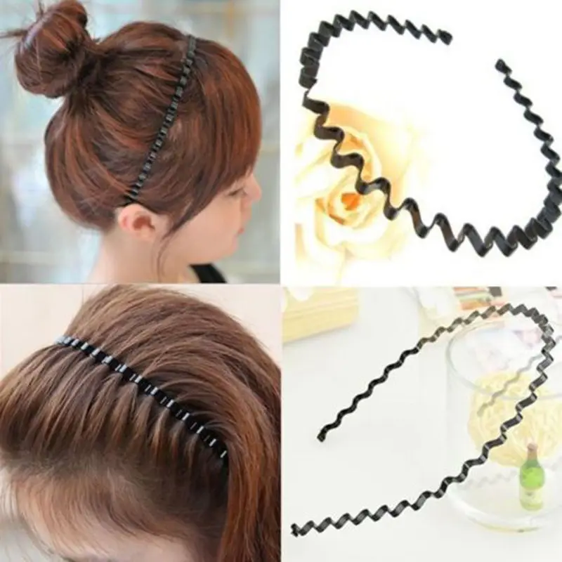 Top Trends: 1 Pcs 2022 Fashion Wave Mens Women Unisex Black Wavy Hair Head Hoop Band Sport Headband Hairband Hair Accessories Shoppable Styles