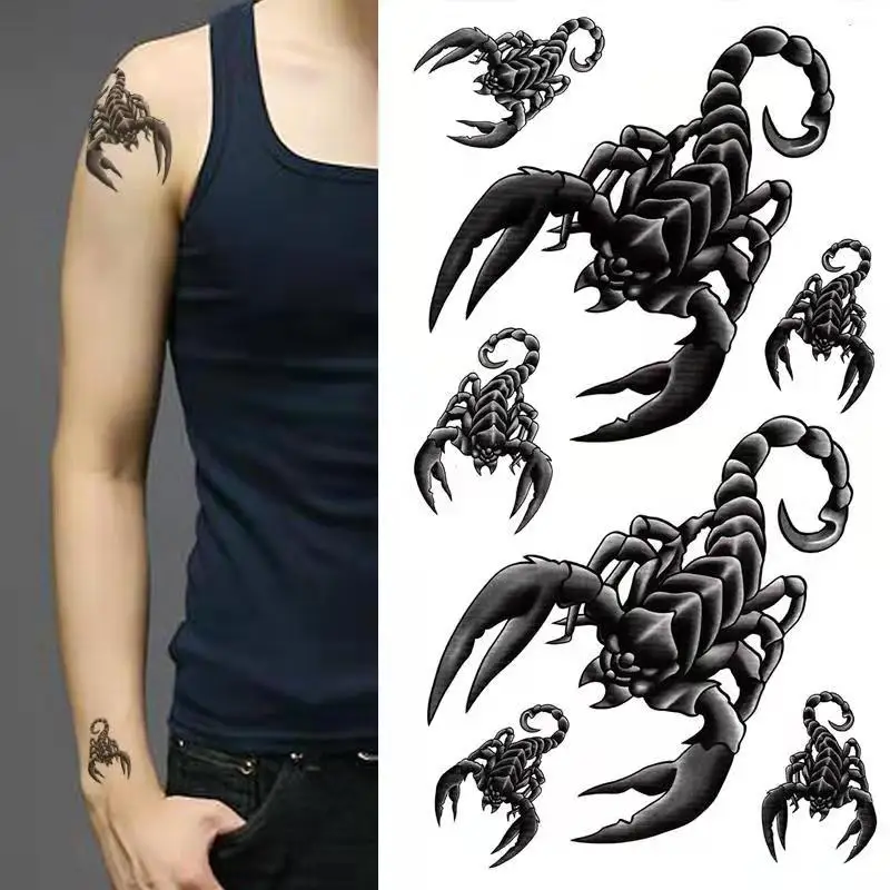 Top Trends: Waterproof Tattoo Stickers 3D Black Poisonous Scorpion Male Hand Back Personality Art Fake Tattoo Arm Concealer Temporary Tattoo Shoppable Styles