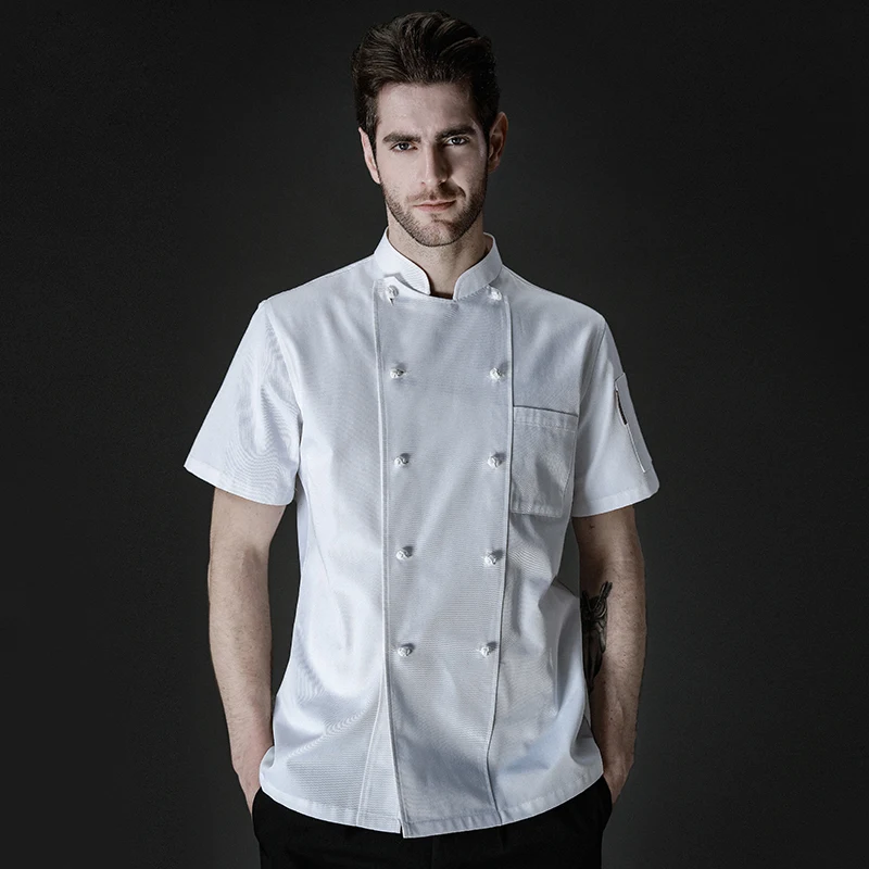 Top Trends: Summer Chef Coat Double Breasted Chef Jacket Hotel Restaurant Bakery Workwear Men Cook Professional Uniform White Shirt Shoppable Styles