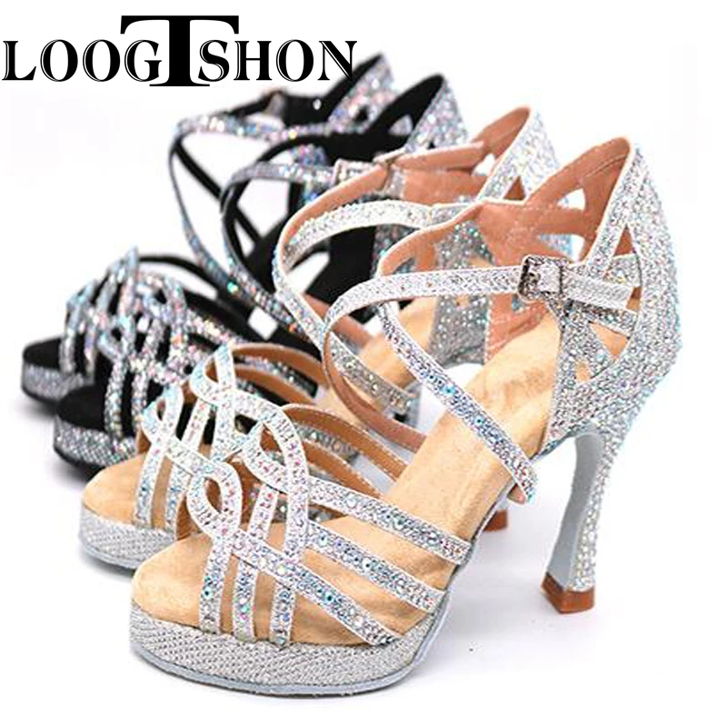 Top Trends: LOOGTSHON Wedding Shoes For Women Salsa Dance Shoes Woman Sandals With Platform Silver Dance Shoes Rhinestone Shoppable Styles