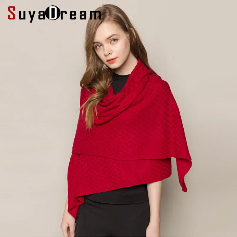 Top Trends: SuyaDream Winter Cashmere Warm Scarf 185cm Length 85%Silk 15%Cashmere Comfortable Knitted Solid Scarfs 2023 New Shoppable Styles