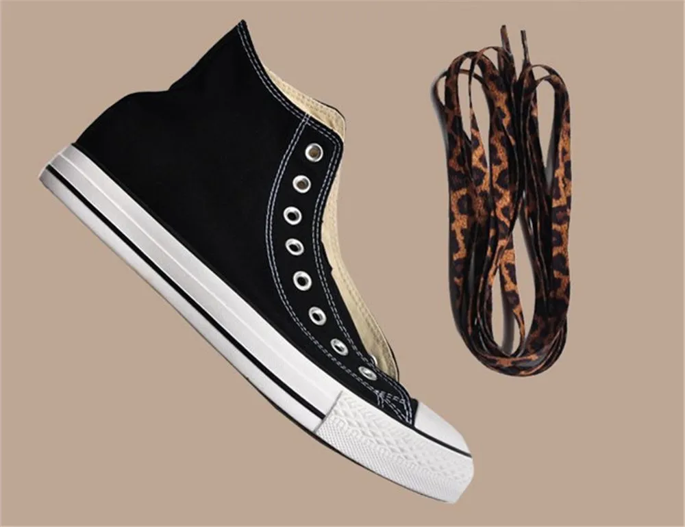 Top Trends: High Quality Newest Classic Leopard Pattern Shoe Laces High-top Canvas Sneakers Flat White Shoelaces Strings Shoppable Styles - Image 3