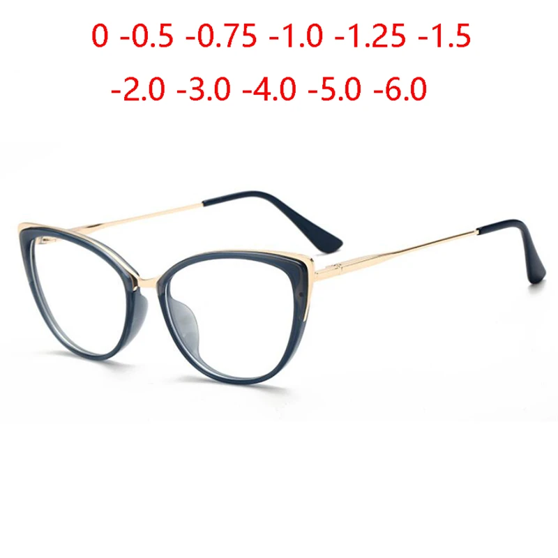 Top Trends: Anti-blue Light Cat Eye Prescription Spectacle Women Myopia Lens Photochromic Glasses Diopter 0 -0.5 -0.75 -1.0 -2.0 To -6.0 Shoppable Styles