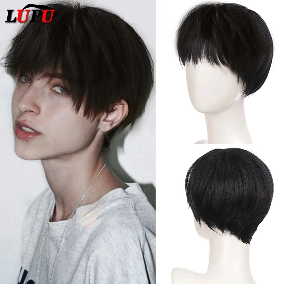 Top Trends: LUPU Short Synthetic Hair Wigs Black Blonde Handsome Boy Cosplay Wig Natural Fake False Hair High Temperature Fiber Shoppable Styles