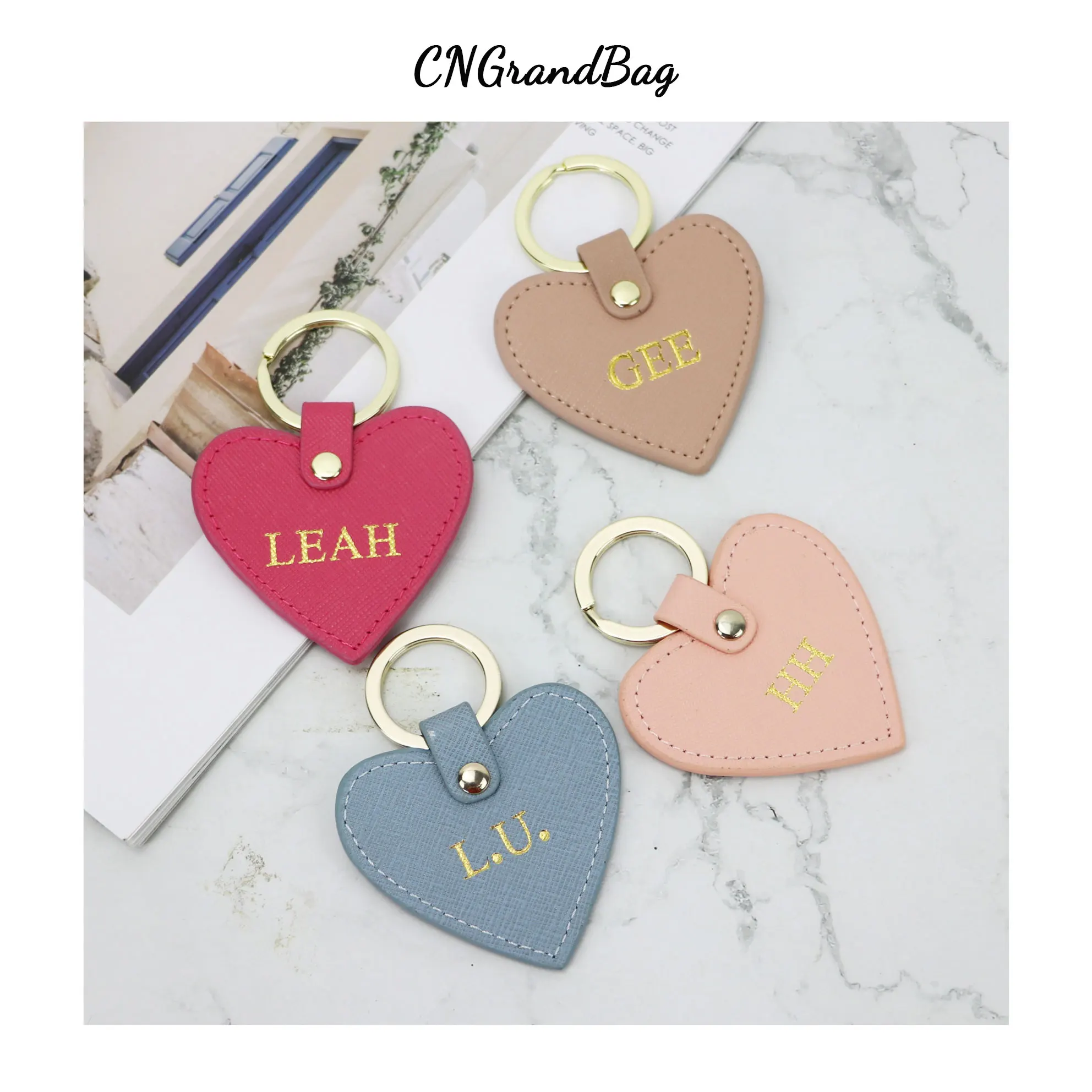 Top Trends: Free Customized Heart Shape Genuine Leather Key Holder For Women Girls Cute Leather Small Key Chain Pink Mini Keychain Handmade Shoppable Styles