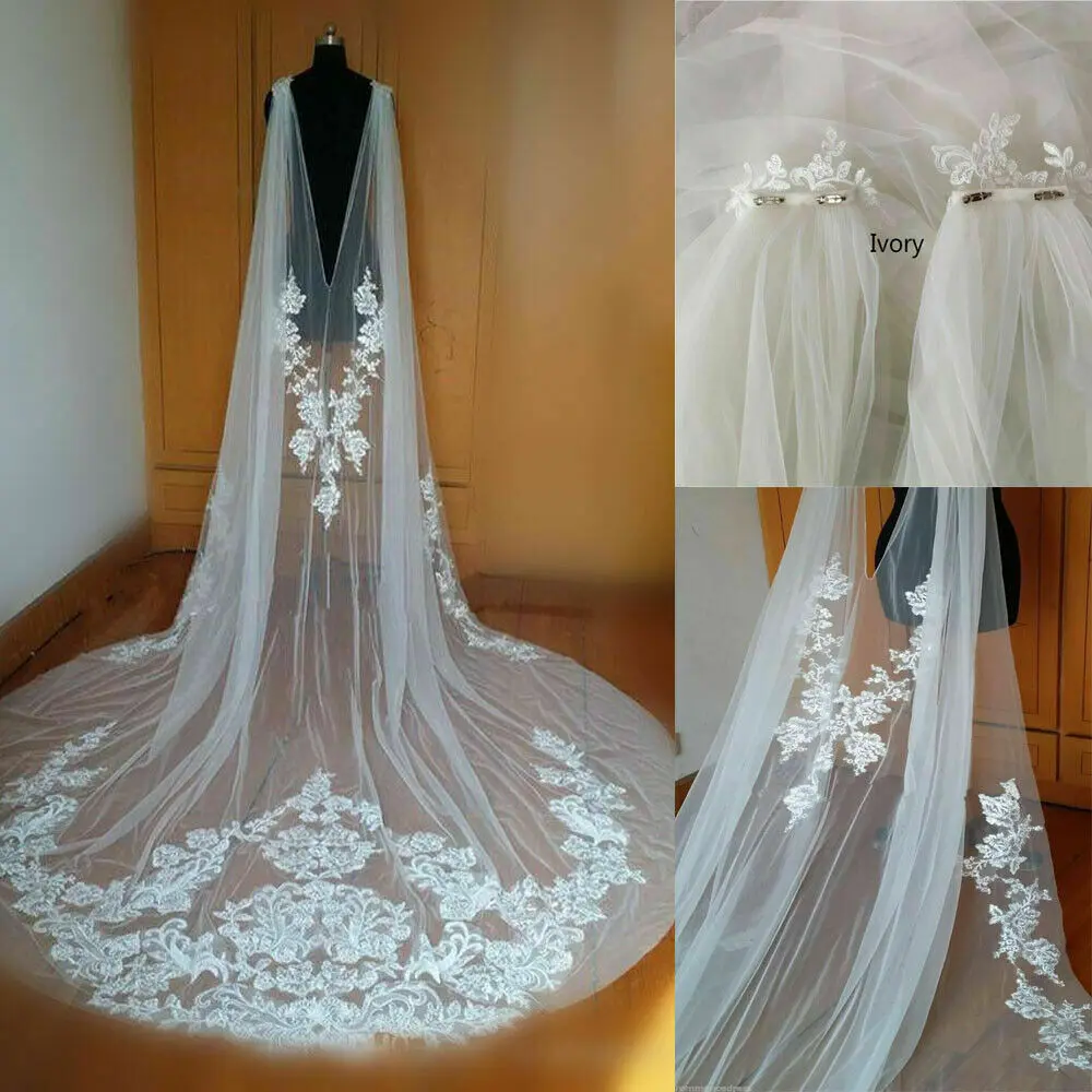 Top Trends: Cathedral Wedding Cape Bridal Jacket Cloak 3M Long Lace Shoulder Veil Plus Size Shoppable Styles